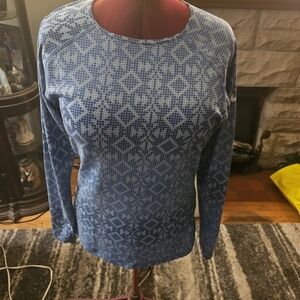 Nike Blue and White Patterned Long Sleeve Top